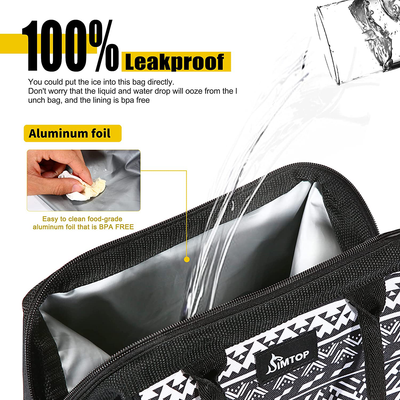 Insulated Lunch Bag, SIMTOP Cooler Tote Bag for Women/Men/Kids/Students, Cute Design, Leakproof, Easy Clean, Roomy Space Fit for Lunch Container Box, Utensils, Snacks, Drinks, Fruits, Wide-Open