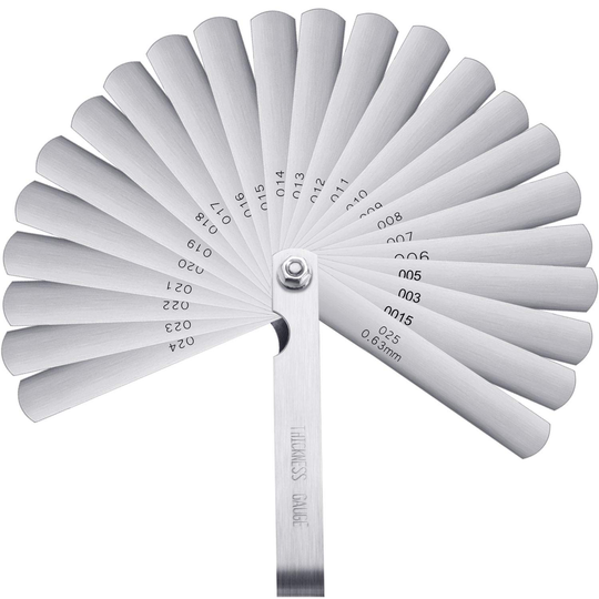 Stainless Steel Feeler Gauge Dual Marked Metric and Imperial Gap Measuring Tool (0.0015/0.04-0.025/0.635 mm, 26 Blades)