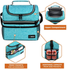 Insulated Dual Compartment Lunch Bag for Men, Women | Double Deck Reusable Lunch Box Cooler with Shoulder Strap, Leakproof Liner | Medium Lunch Pail for School, Work, Office (Aqua Turquoise)