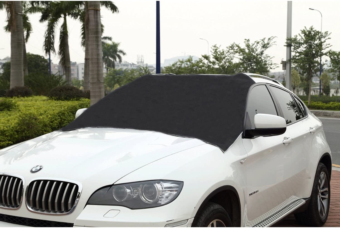 Premium Windshield Snow Cover and Sun Shade Protector - Windproof Magnetic Edges - No More Scraping!