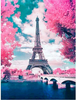 5D Diamond Art Kits for Adults,Eiffel Tower Diamond Painting Cross Stitch Kits,Full Drill Crystal Rhinestone Embroidery Pictures Arts Crafts for Adults & Women & Kids for Home Wall Decor Gift (Pink)