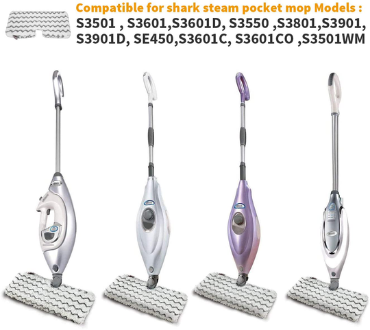 GWGP 2PCS Replacement Steam Mop Steam Cleaner Pads Pro for Shark Professional Steam Pocket Mop S3501 S3601 S3601D S3550 S3801 S3901 S3901D SE450 Steamer Pads Floor Cleaning Pads Washable