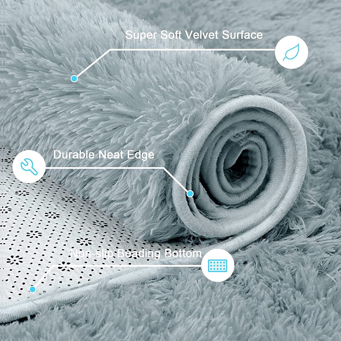 WETOWE Super Soft Fluffy Shag Area Rugs for Living Room, 2x3 Feet, Light Blue Shaggy Floor Carpet for Bedroom, Modern Indoor Fuzzy Plush Area Rugs for Girls Boys Nursery Room Dorm Decor