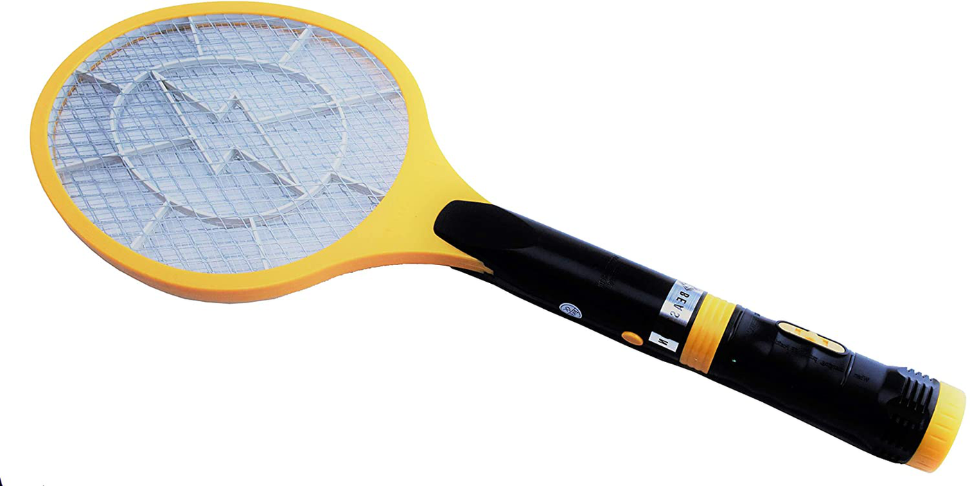 Beastron Bug Zapper Electric Fly 3000V USB Rechargeable, Mosquito Racquet Killer Racket with LED Light & 2 Layer Mesh (Large Size), yellow