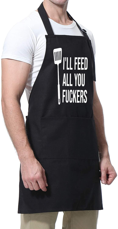 I'll Feed All You - Funny Aprons for Men, Women with 3 Pockets - Dad Gifts, Gifts for Men - Christmas, Thanksgiving, Birthday Gifts for Husband, Dad, Wife, Mom - Miracu Cooking Grilling BBQ Chef Apron