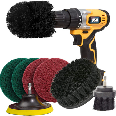 8 Piece Drill Brush And Scouring Pad Attachment Set 