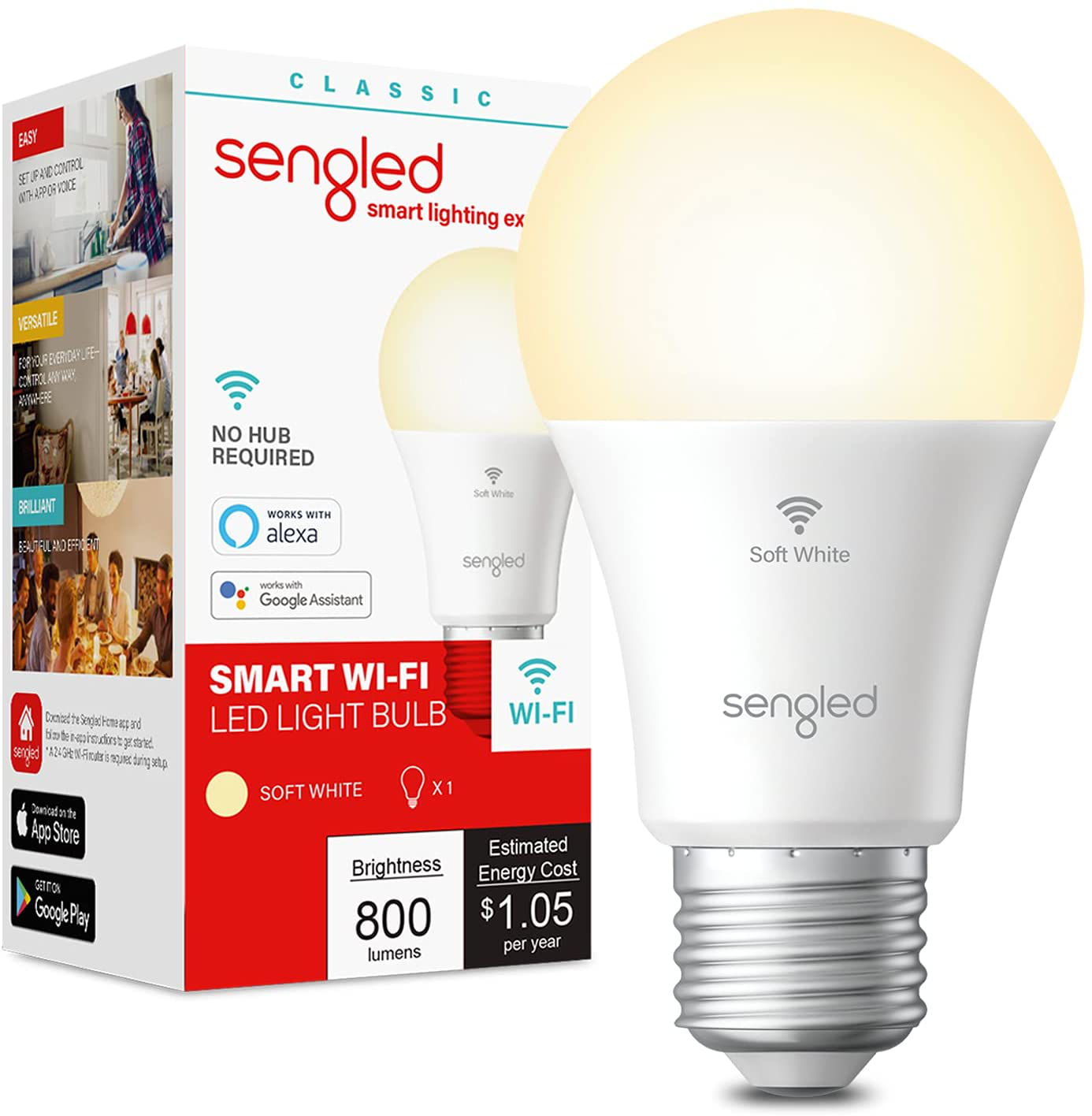 WiFi Light Bulbs, Dimmable Alexa Light Bulb, Smart Light Bulbs that Work with Alexa & Google Home