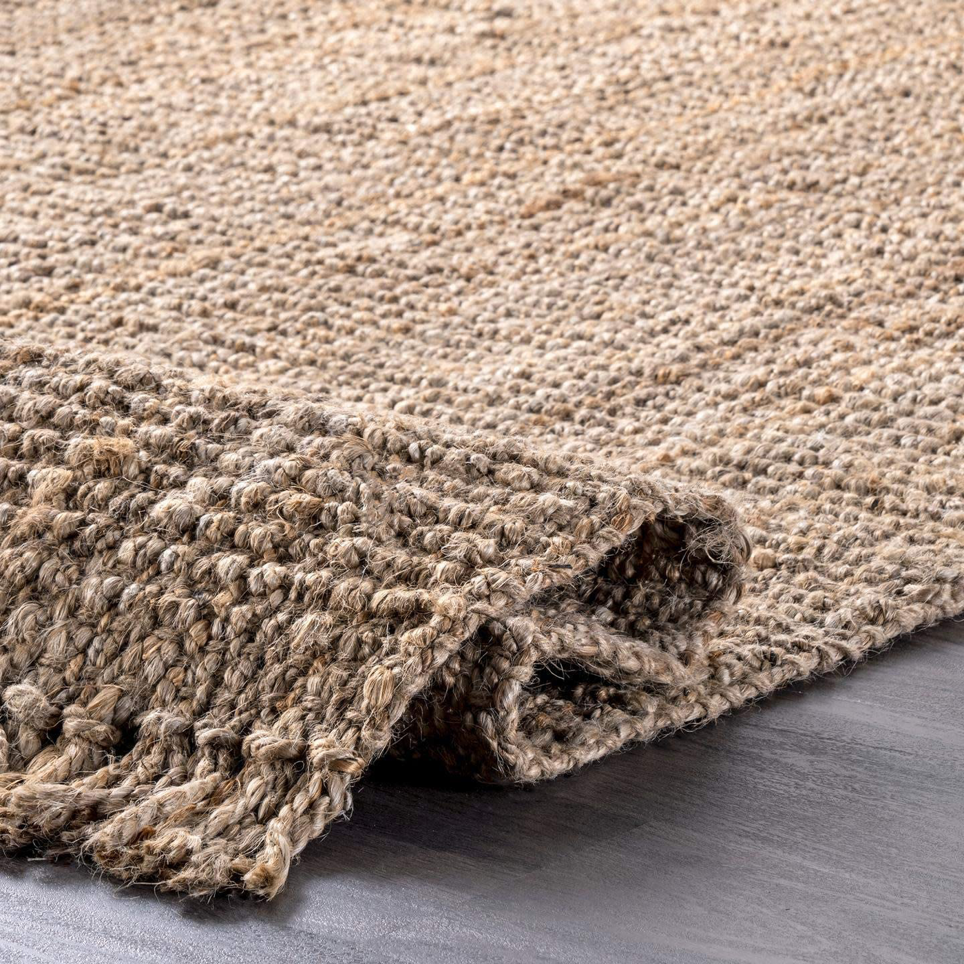 nuLOOM Hand Woven Chunky Natural Jute Farmhouse Area Rug, 3' x 5', Off-white