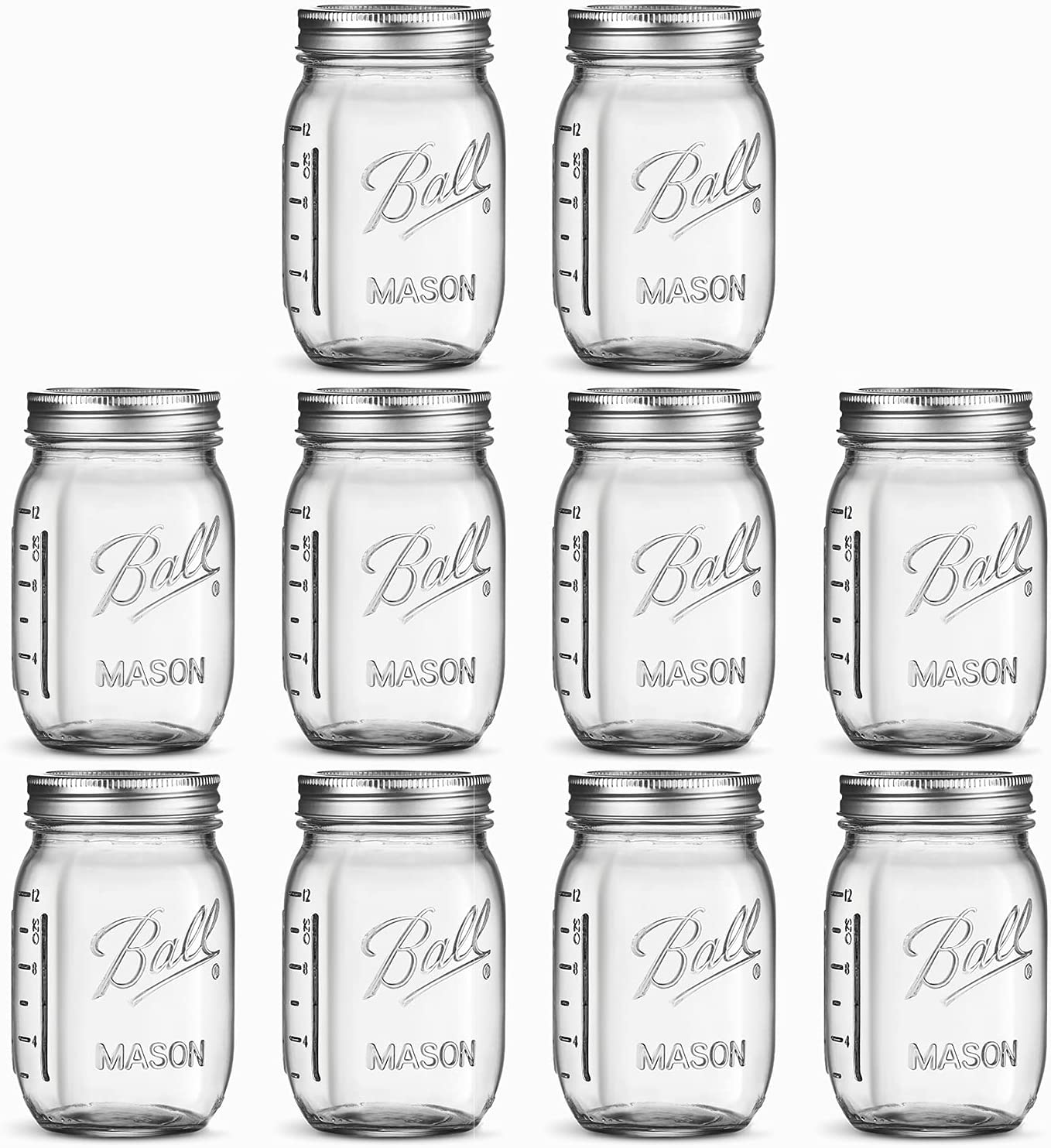 Ball Regular Mouth Mason Jars 16 oz [10 Pack] With mason jar lids and Bands, Ball mason jars 16 oz - For Canning, Fermenting, Pickling, Jar Decor. Microwave/Freeze/Dishwasher Safe + SEWANTA Jar Opener