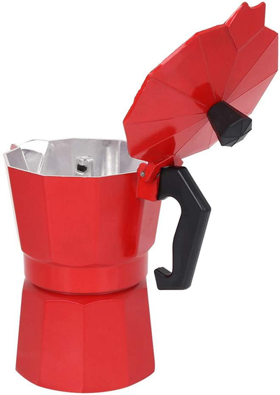 6 Cup Coffee Maker, Italian Style Coffee Maker, Moka Coffee Maker Tool, Quick Cleaning Pot for Home Office (Red)