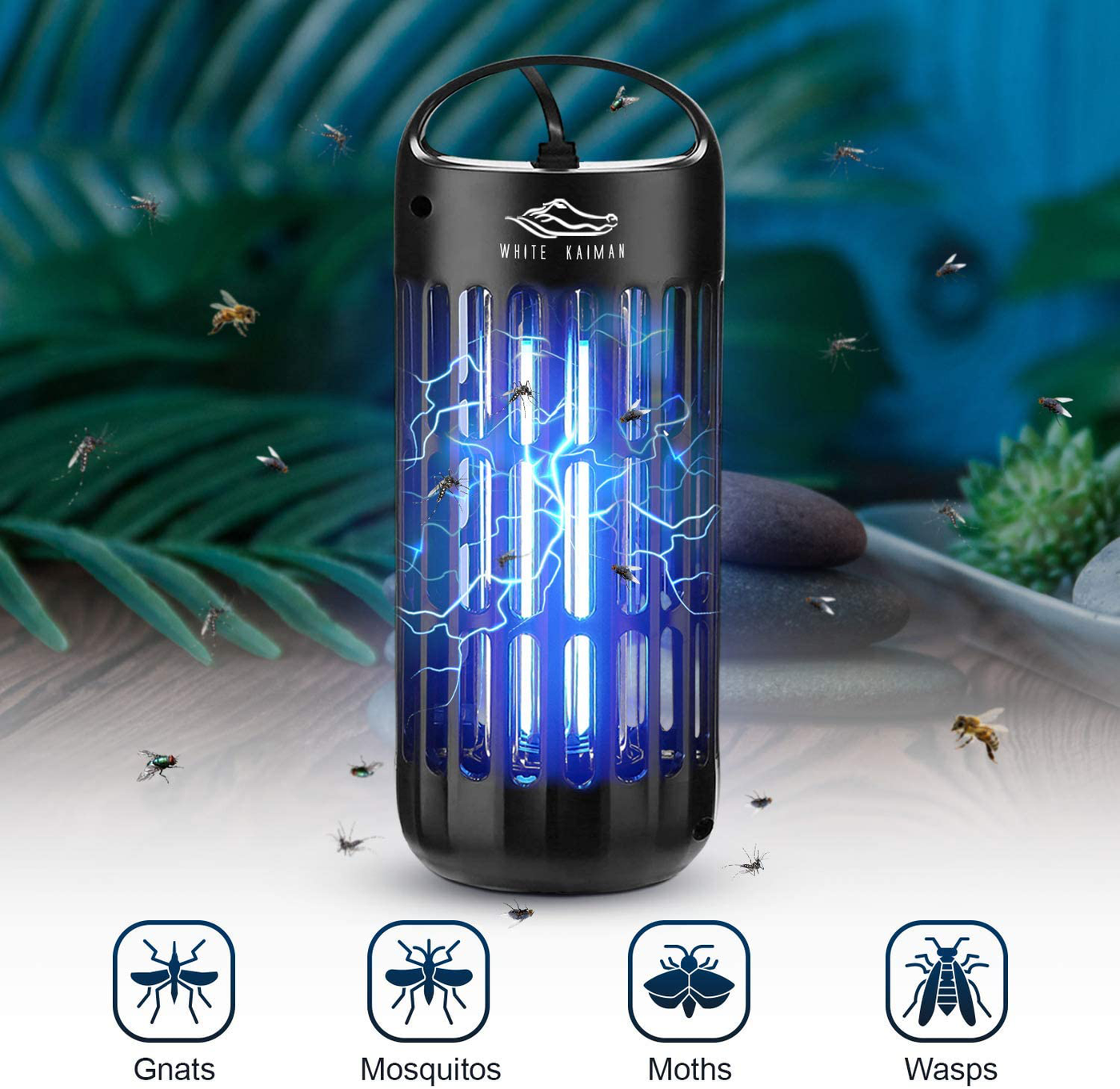 White Kaiman Insect Killer Lamp 9 Watt & 1000 Volts Bug Zapper Perfect for Standard Size Room or Covered Patio