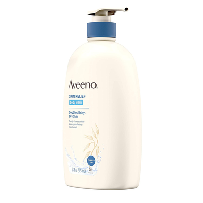 Aveeno Skin Relief Fragrance-Free Body Wash with Oat to Soothe Dry Itchy Skin, Gentle, Soap-Free & Dye-Free for Sensitive Skin, 33 fl. Oz