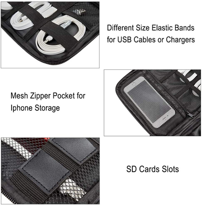 Electronic Organizers Travel Cable Storage, Electronics Accessories Cases for Cable, Charger, Phone, USB, SD Card
