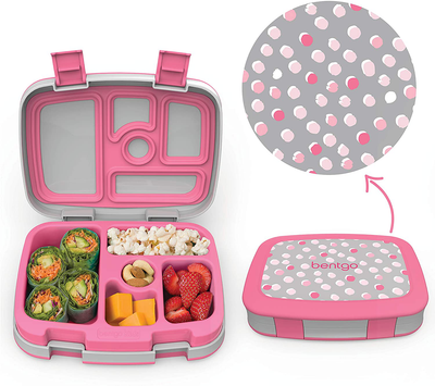 Bentgo Kids Prints Leak-Proof, 5-Compartment Bento-Style Kids Lunch Box - Ideal Portion Sizes for Ages 3 to 7 - BPA-Free, Dishwasher Safe, Food-Safe Materials (Dinosaur)
