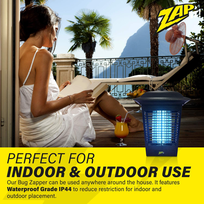 ZAP IT! Electric Indoor/Outdoor Bug Zapper (3,000 Volt) Waterproof 360 Degree Mosquito, Bug, and Insect Killer - Non-Toxic Attractant UV Light and Electric Shock - Bug Collector to Easily Clean