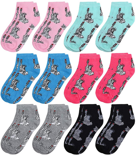 Pack of 12 Women's Ankle Socks Assorted Colors Size 9-11