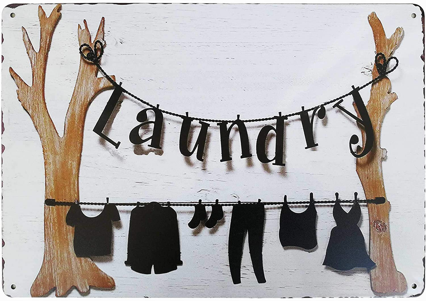 PXIYOU Novelty Dry Clothes Laundry Vintage Retro Metal Sign Home Bathroom Laundry Room Decor Wash Room Signs Farmhouse Country Home Decor 8X12Inch
