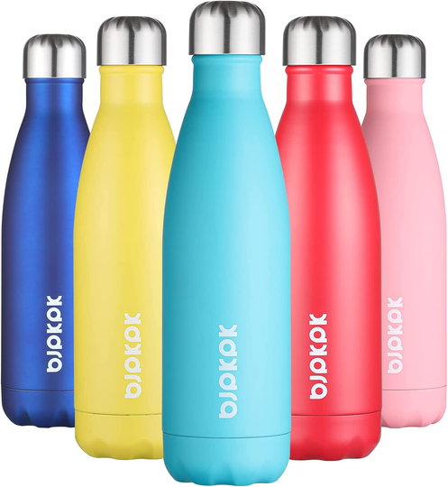 BJPKPK Stainless Steel Water Bottles -17Oz/500ml -Insulated Water bottles Keep cold for 24 Hours and hot for 12 Hours, Metal water bottles, BPA Free - School water bottles