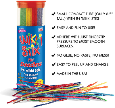 Sensory Fidget Toy, Arts and Crafts for Kids, Non-Toxic, Waxed Yarn, 6 inch, Reusable Molding and Sculpting Sticks, American Made by Wikki Stix, Assorted Colors, 24 pack