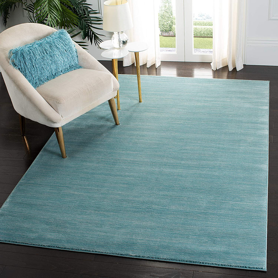 Safavieh Vision Collection VSN606B Modern Ombre Tonal Chic Non-Shedding Stain Resistant Living Room Bedroom Area Rug, 4' x 4' Square, Aqua