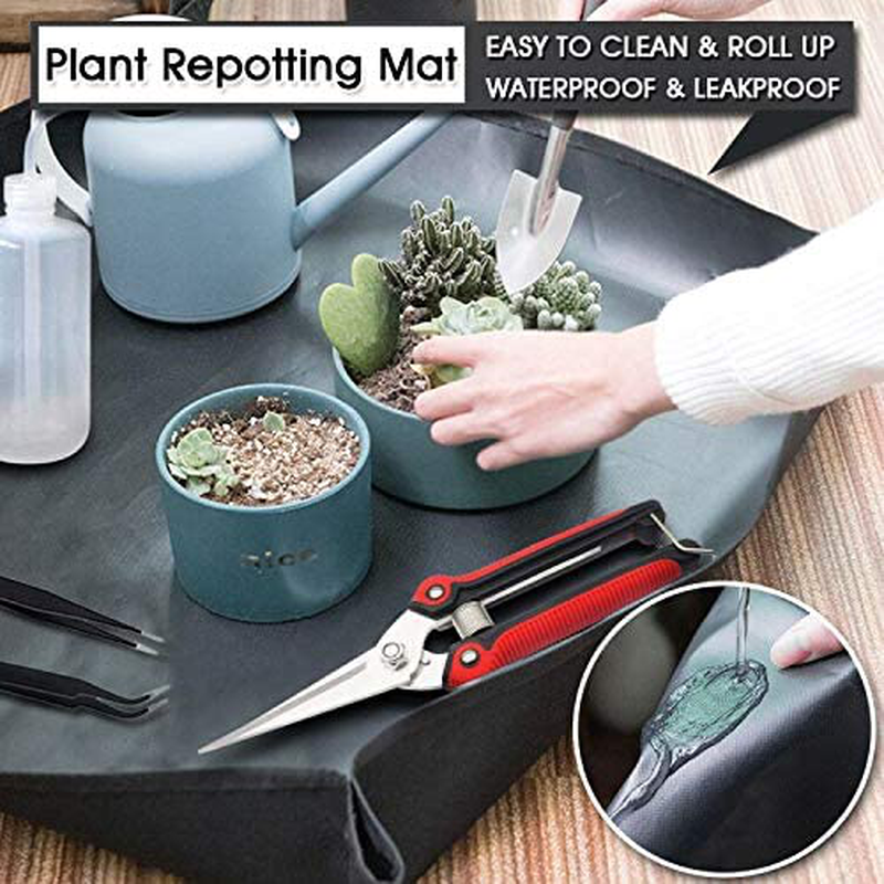 godehone Succulent Garden Tools Set with Pruning Shears and Plant Repotting Mat, Succulent Tool Set 10 Piece for Indoor Miniature Fairy Garden Plant Care