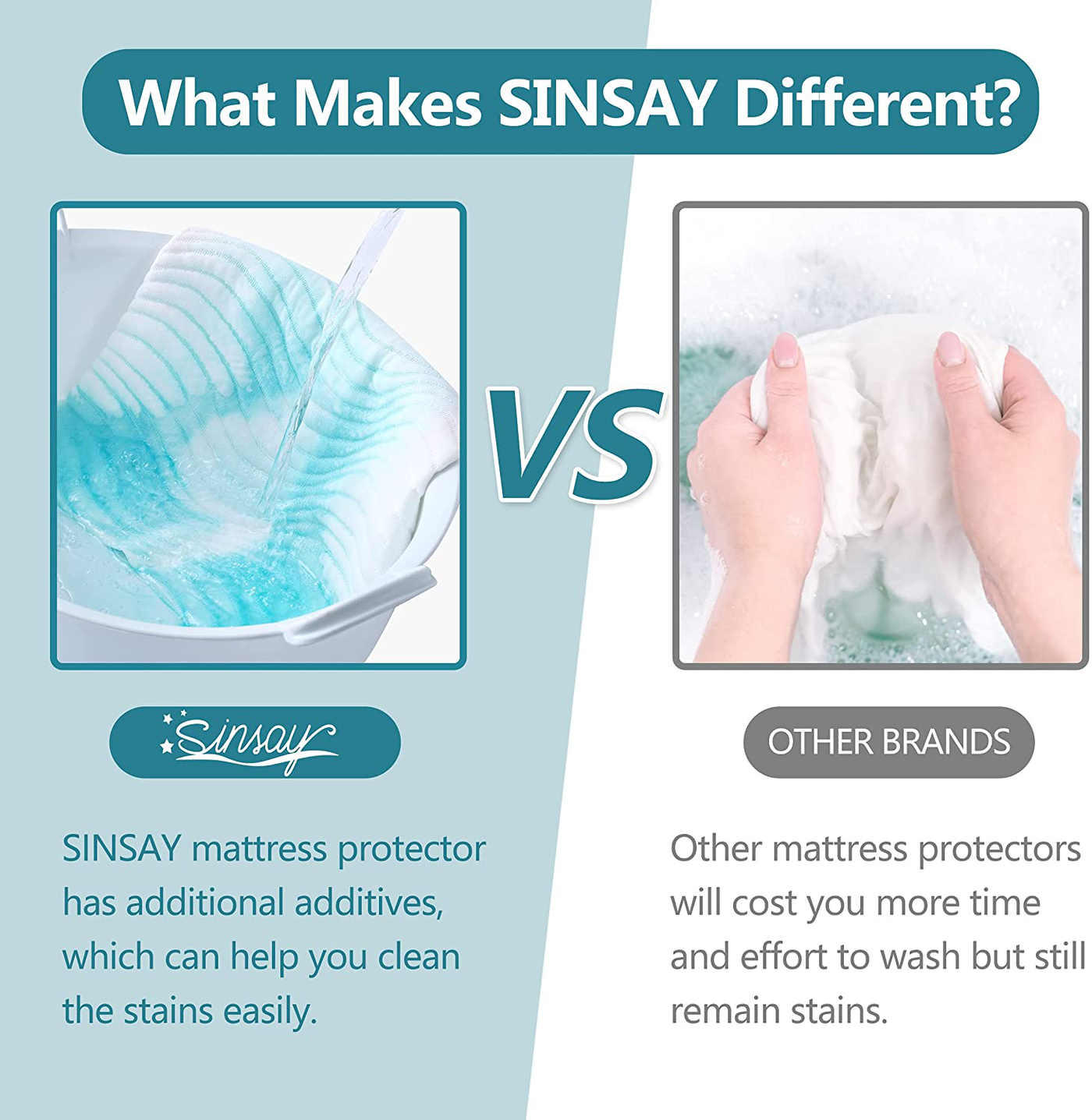 SINSAY Twin Size Waterproof Mattress Protector, Breathable Ultra-Soft & Noiseless Protector Cover, Stretchable Deep Pocket Fits Up to 21" Mattress Pad, Easy to Clean Machine-Wash Mattress Cover