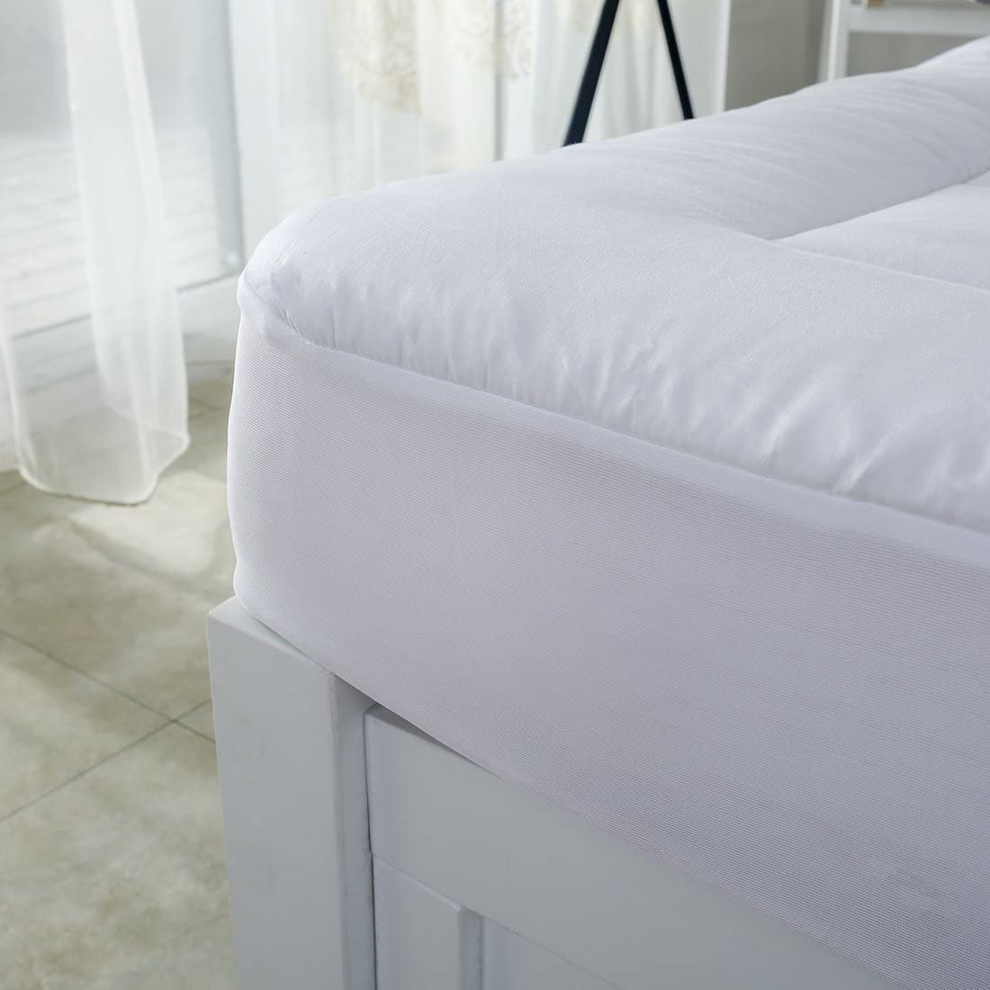 oaskys King Mattress Pad Cover Cooling Mattress Topper Pillow Top Cotton Top with Down Alternative Fill (8-21”Fitted Deep Pocket King Size)