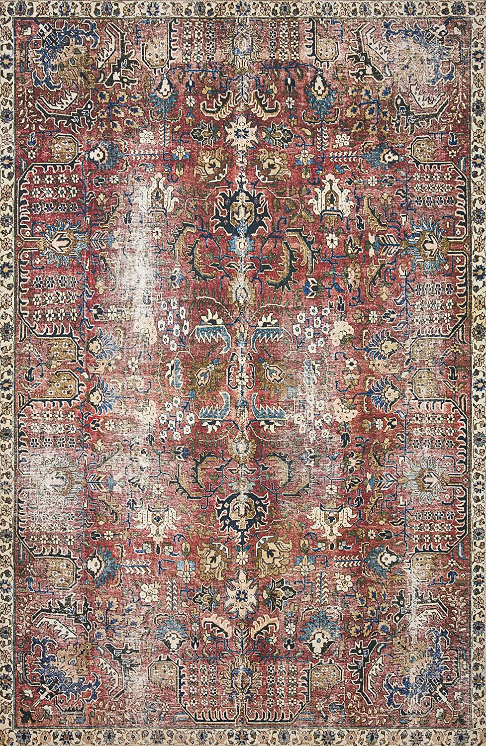 Chris Loves Julia x Loloi Jules JUL-01 Merlot / Multi Oriental Area Rug 18" x 18" Sample Swatch