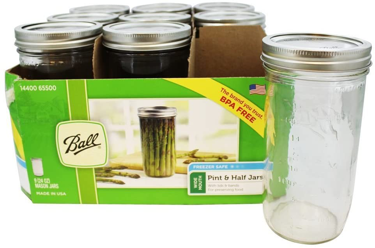 Ball 65500 Wide Mouth 24 Oz. Glass Mason Jars-9 / CS