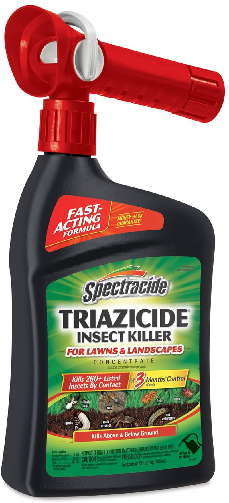 Spectrum Brands 61067 HG-61067 32Oz Rts Bug Free Spray, Hose, Silver Bottle & Spectracide Triazicide Insect Killer for Lawns & Landscapes Concentrate, Ready-to-Spray, 32-Ounce