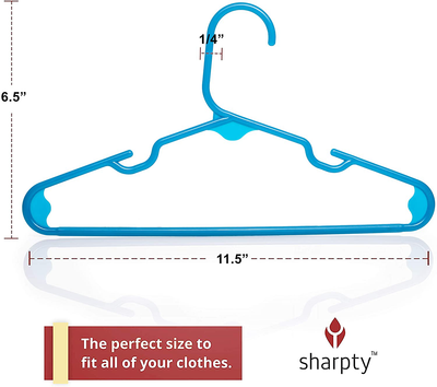 Sharpty Children's Hangers Plastic, Kids Hangers Ideal for Everyday Standard Use, Baby Hangers Kids (Pink, 60 Pack)