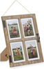 GLM Farmhouse Window Frame Holds Four 4x6 and 5x7 Photos, Farmhouse Picture Frames With Mat and Glass, Photo Collage Frame and Rustic Farmhouse Decor (Brown)