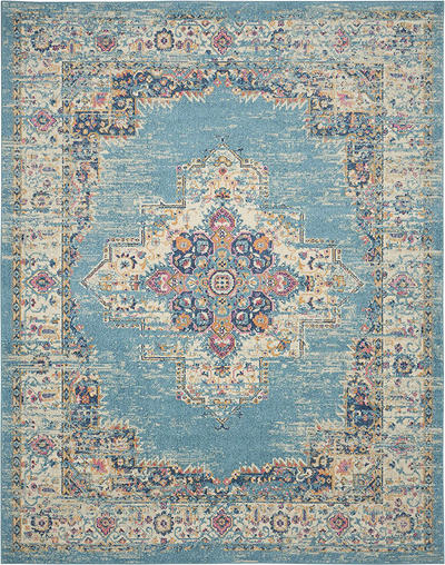 Nourison Passion Pink and White Vintage Area Rug 2'2" x 10', Ivory/Fushia, 10 Feet