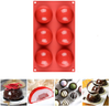 Fimary 3 Inches 6 Holes Half Sphere Silicone Mold For Chocolate, Cake, Jelly, Pudding, Food Grade Round Silicon Molds for Cake Baking