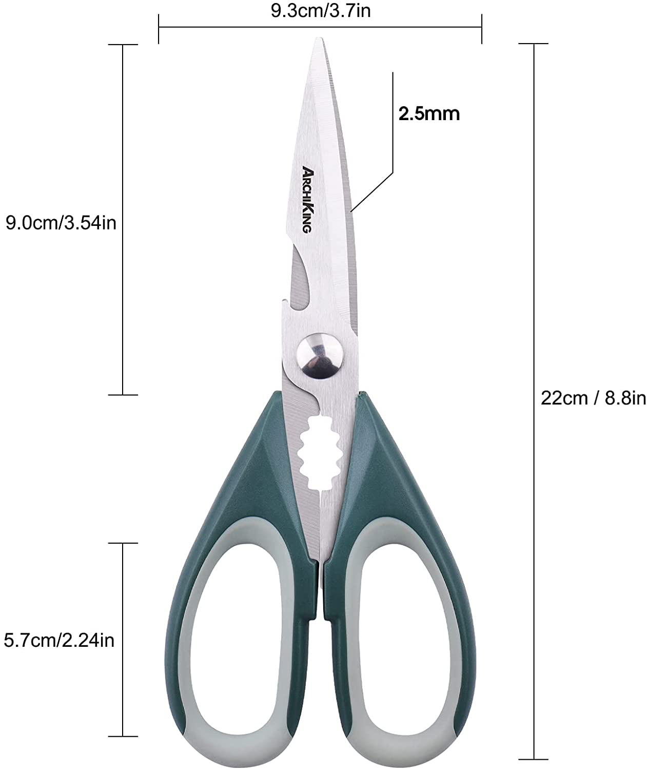 Kitchen Shears, ARCHIKING All-purpose Kitchen Scissors, Heavy Duty Sharp Cooking Shears Dishwasher Safe, Professional Stainless Steel Scissors for Food Meat Chicken Poultry Fish Vegetable