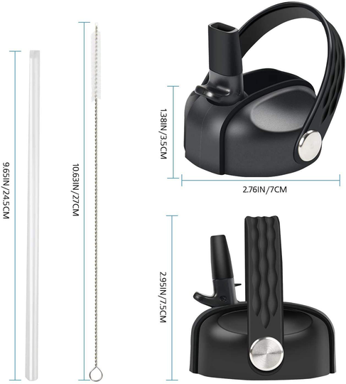 Wide Mouth Straw Lids for Hydro Flask 12 16 18 20 32 40 64 Ounce, Flex Straw Lid Fits Hydroflask, Wide Mouth Water Bottle Accessories with Straw and Brush