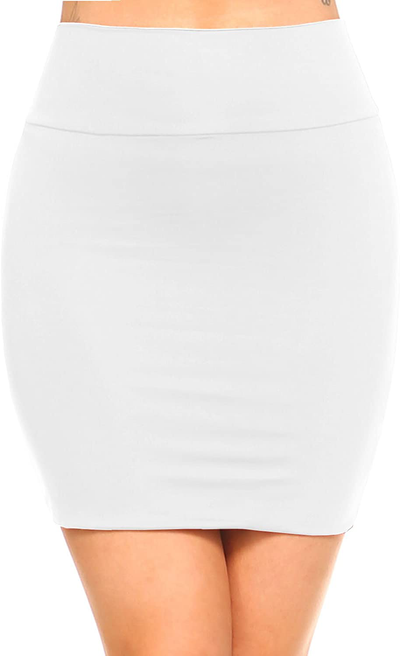 Fashionazzle Women's Casual Rayon Stretchy Bodycon Pencil Mini Skirt