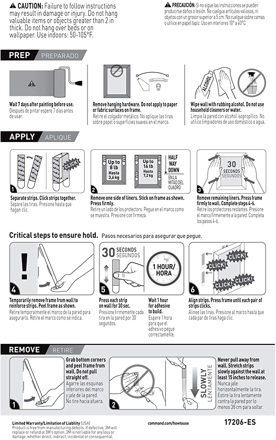 Command Picture Hanging Strips, Holds 16 lbs, 14 Pairs, White, PH206-14NA