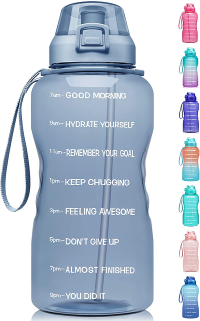 Fidus Large 1 Gallon/128oz Motivational Water Bottle with Time Marker & Straw,Leakproof Tritan BPA Free Water Jug,Ensure You Drink Enough Water Daily for Fitness,Gym and Outdoor Sports