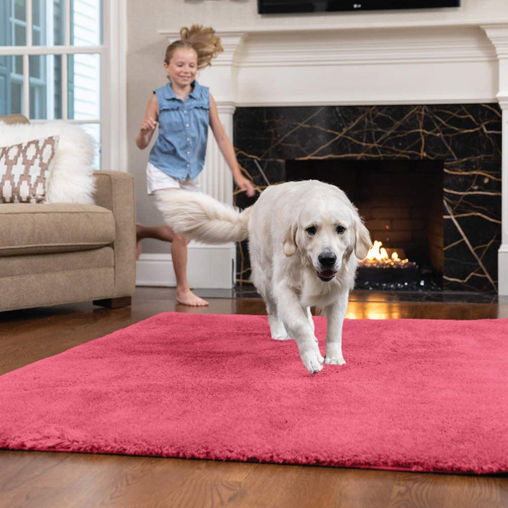 Gorilla Grip Original Ultra Soft Area Rug, 5x8 FT, Many Colors, Luxury Shag Carpets, Fluffy Indoor Washable Rugs for Kids Bedrooms, Plush Home Decor for Living Room Floor, Nursery, Bedroom, Hot Pink