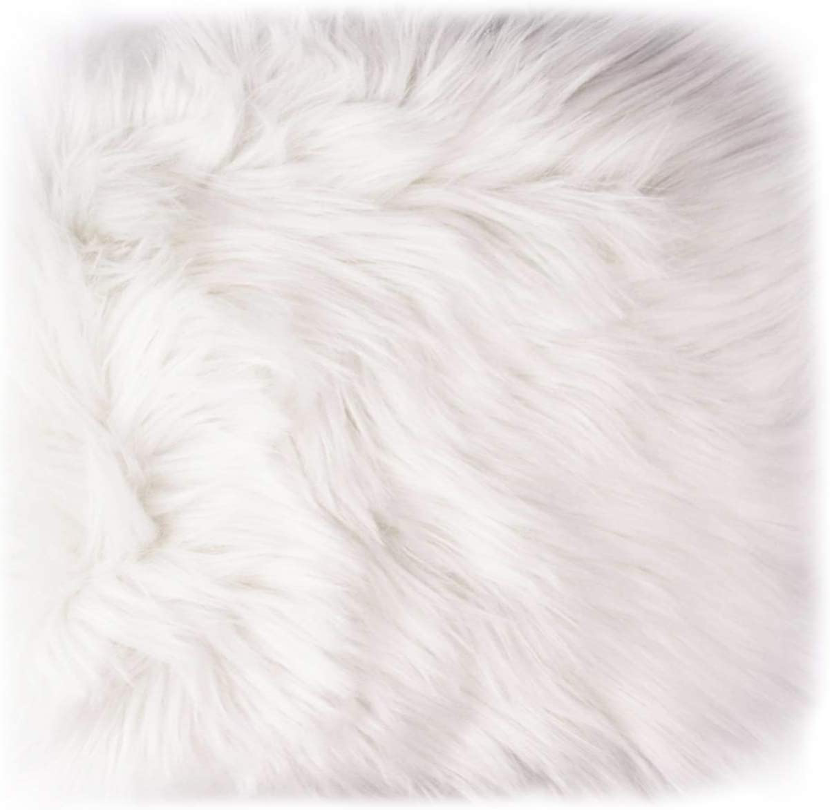 12’’ Small Faux Fur Sheepskin Cushion Soft Plush Area Rug, White Photo Background for Small Product Desktop Photography, Jewelry, Watches, Cosmetics, Ornament, Nail Art, Display and Decor (Square)