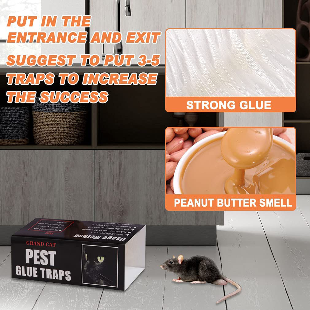 Mouse Glue Traps Large Size, 10 Pieces Peanut Butter Mouse Traps Glue Pads Super Sticky Boards for Indoor and Outdoor Mice, Rats, Cockroach, Spiders