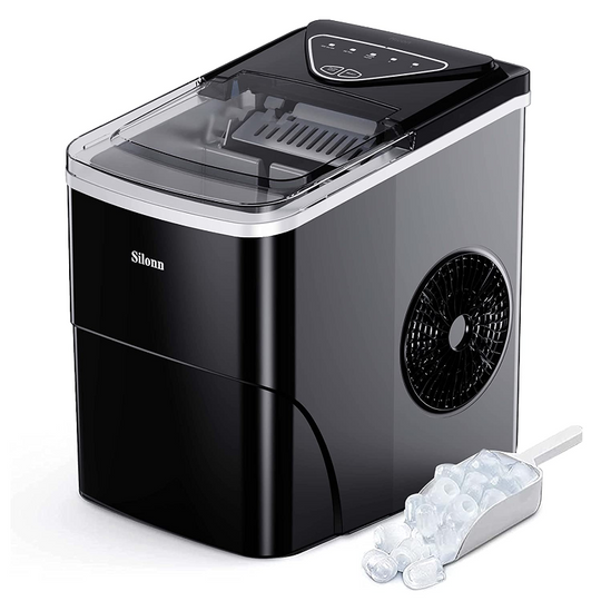 Self-Cleaning Countertop Ice Machine with Ice Scoop and Basket 