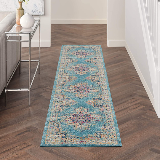 Nourison Passion 10' Runner Ivory Light Blue Area Rug , 2'2" x 10'