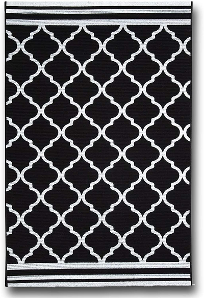 Black Small Moroccan Woven Kitchen Rug 2'x4.3', Printed Diamond Trellis Geometric Pattern Area Rugs for Bathroom Laundry Living Room, Door Mat