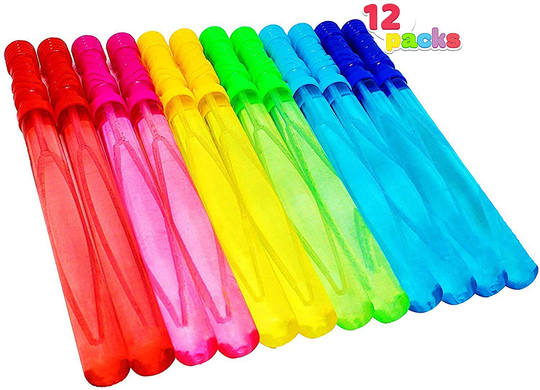 Joyin Toy 12 Pack 14’’ Big Bubble Wand Assortment (1 Dozen) with Bubble Refill Solution - Super Value Pack of Summer Toy Party Favor (12 Bubble + 12 Refill Pack = 24pack)