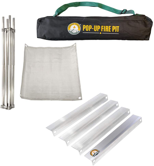 Pop-Up Fire Pit | Portable and Lightweight | Fullsize 24 Inch | Weighs 7 lbs. | Never Rust Fire Pit | Heat Shield NOT Included