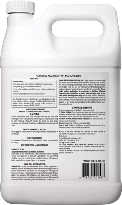 HARRIS Bed Bug and Egg Killer, Toughest Liquid Spray with Odorless and Non-Staining Extended Residual Kill Formula (Gallon)