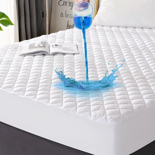 Cal King Size Quilted Fitted Mattress Pad, 100% Waterproof Breathable Mattress Protector,Ultra Soft & Noiseless Mattress Cover with Comfortable Filling Deep Pocket Stretches up to 21"