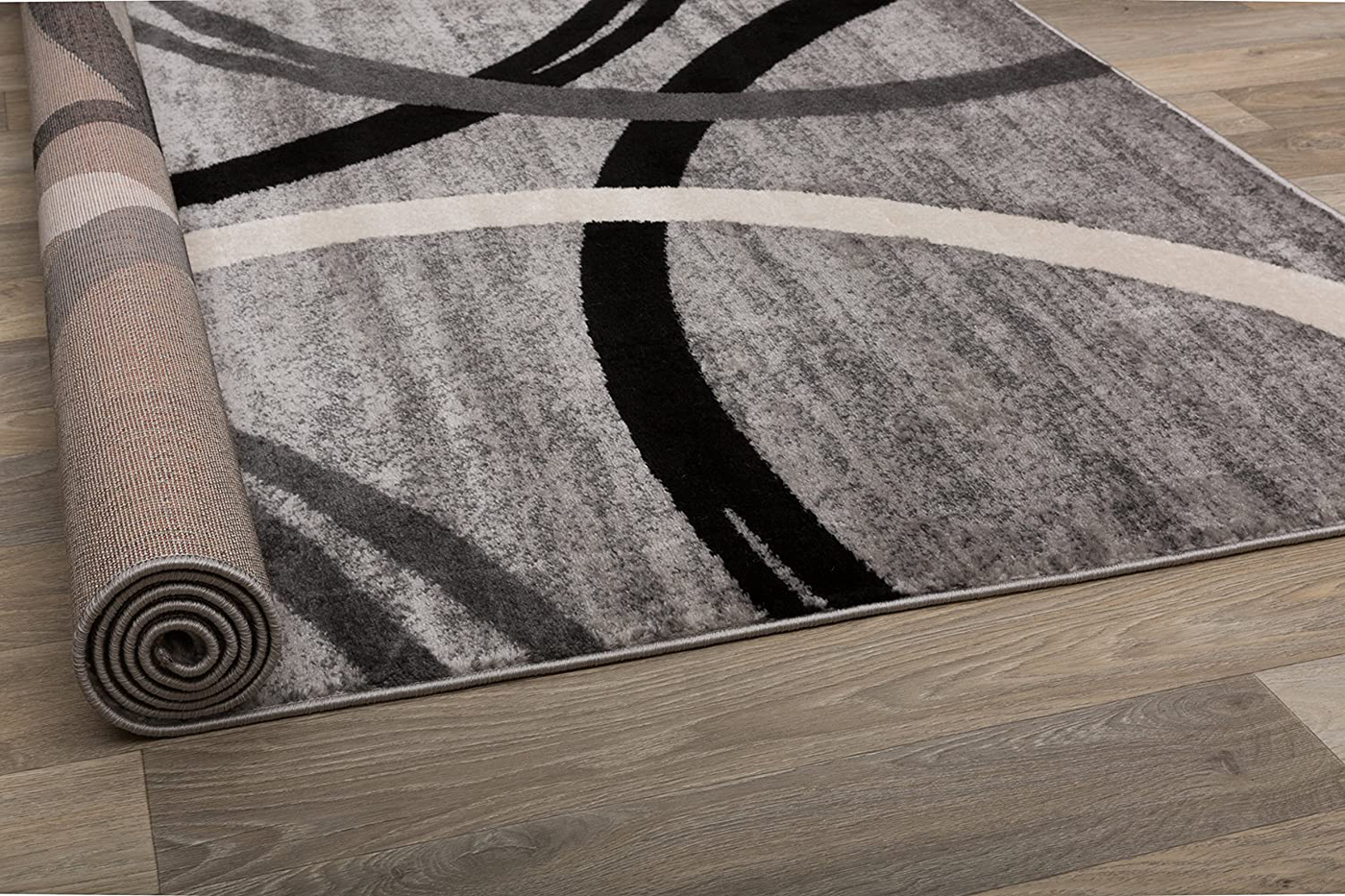 Rugshop Modern Wavy Circles Desing Runner Rug 2' x 10' Gray